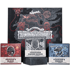 Promotional graphic for Dr. Squatch Game of Thrones Collection gift set