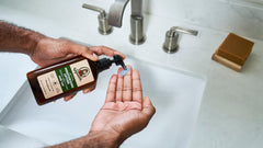 Dr. Squatch Pine Tar Lotion being used