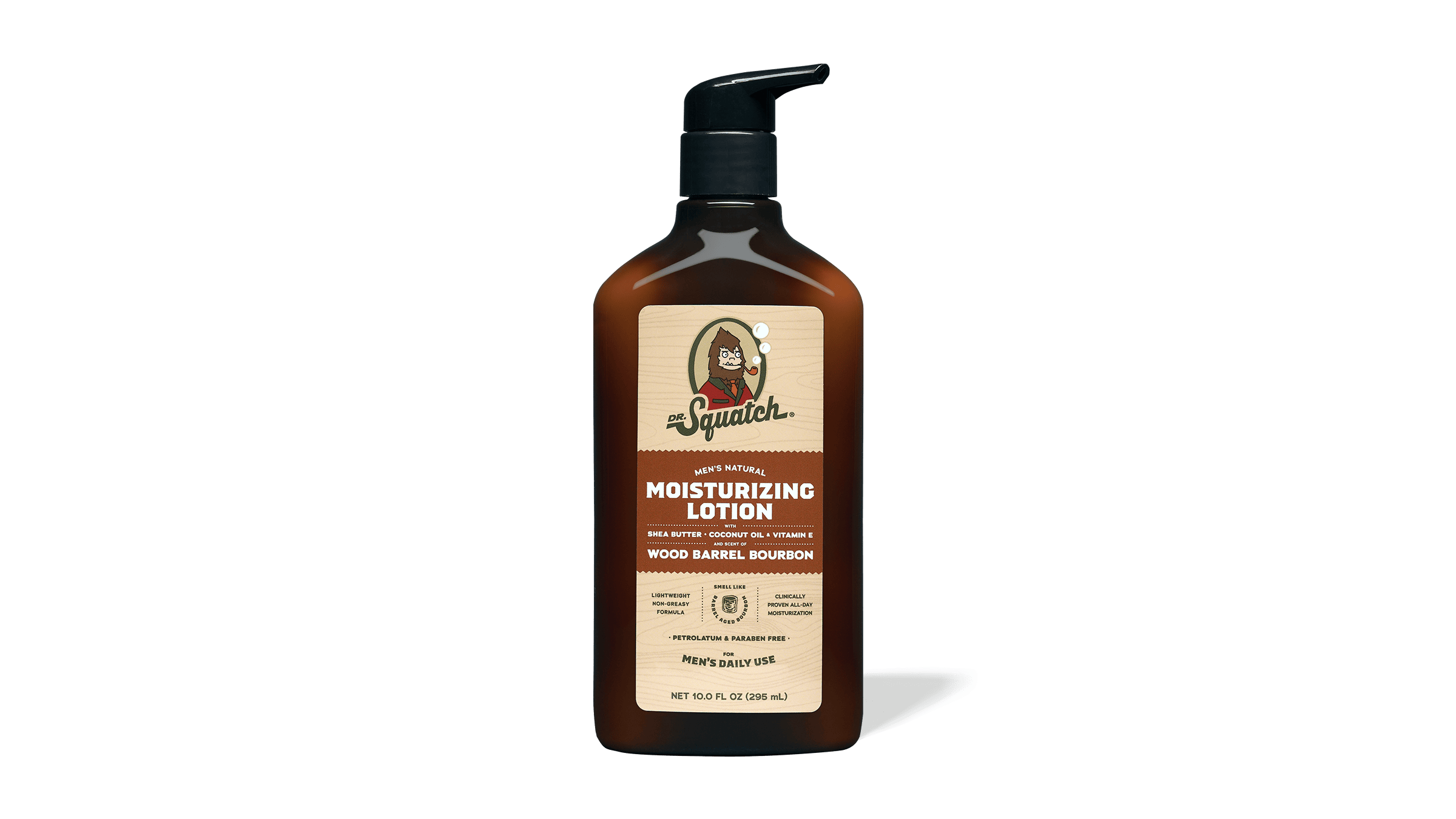 Dr. Squatch Wood Barrel Bourbon Lotion packaging