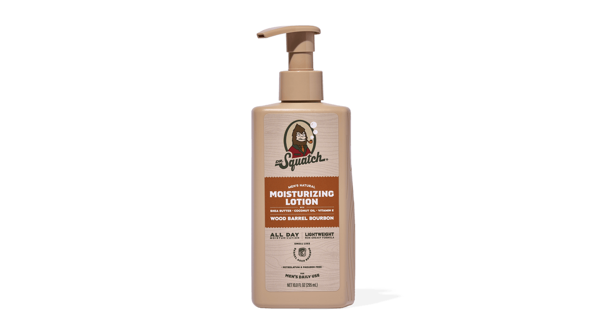 Dr. Squatch Wood Barrel Bourbon Lotion packaging