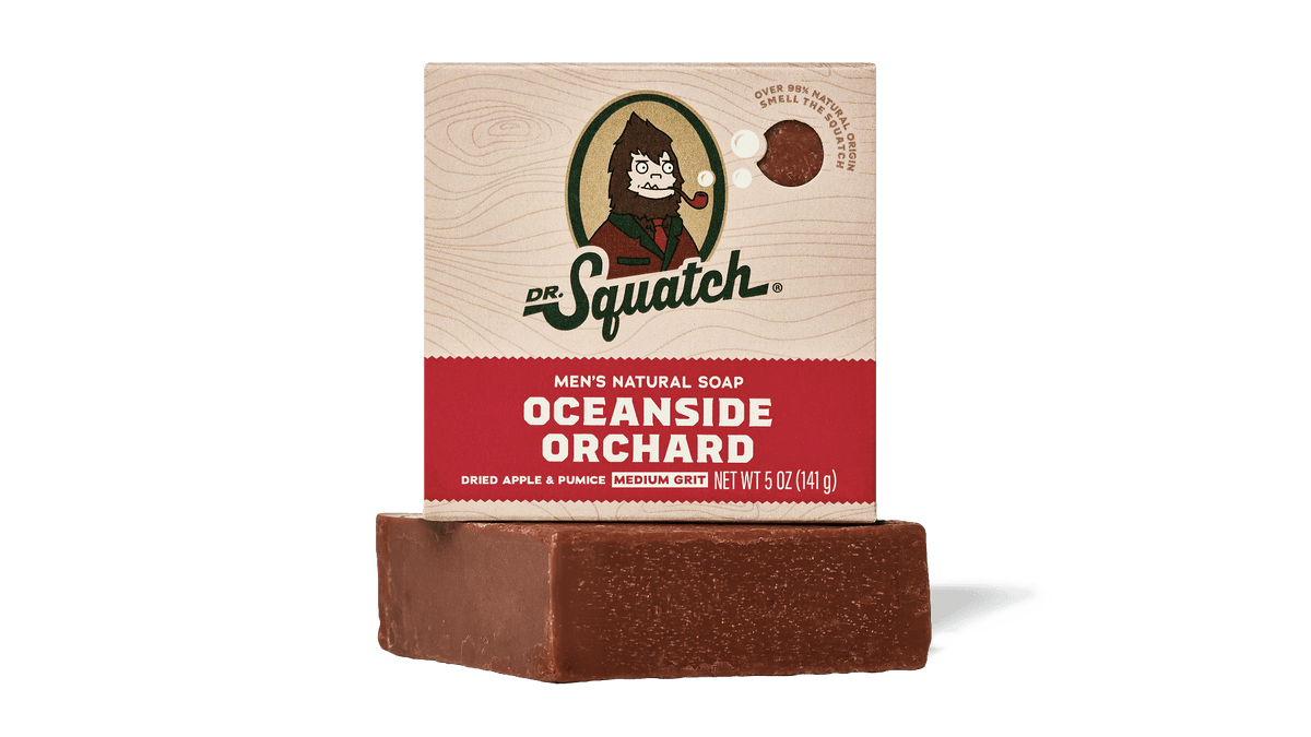 A bar of Dr. Squatch Men's Natural Soap in 'Oceanside Orchard' 