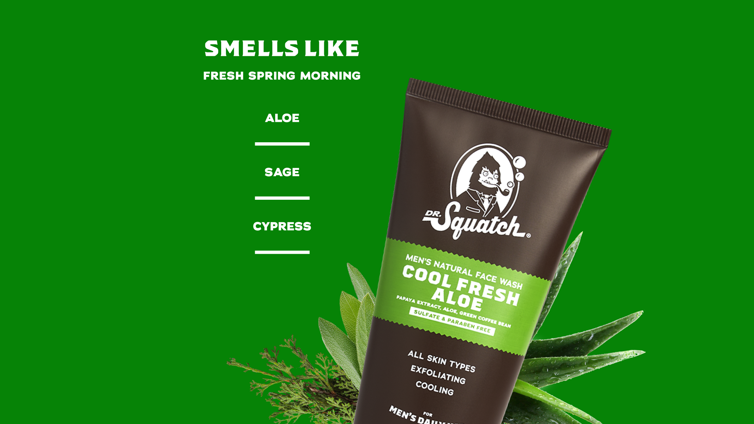 Scent notes graphic for Dr. Squatch Cool Fresh Aloe Face Wash: Fresh Spring Morning