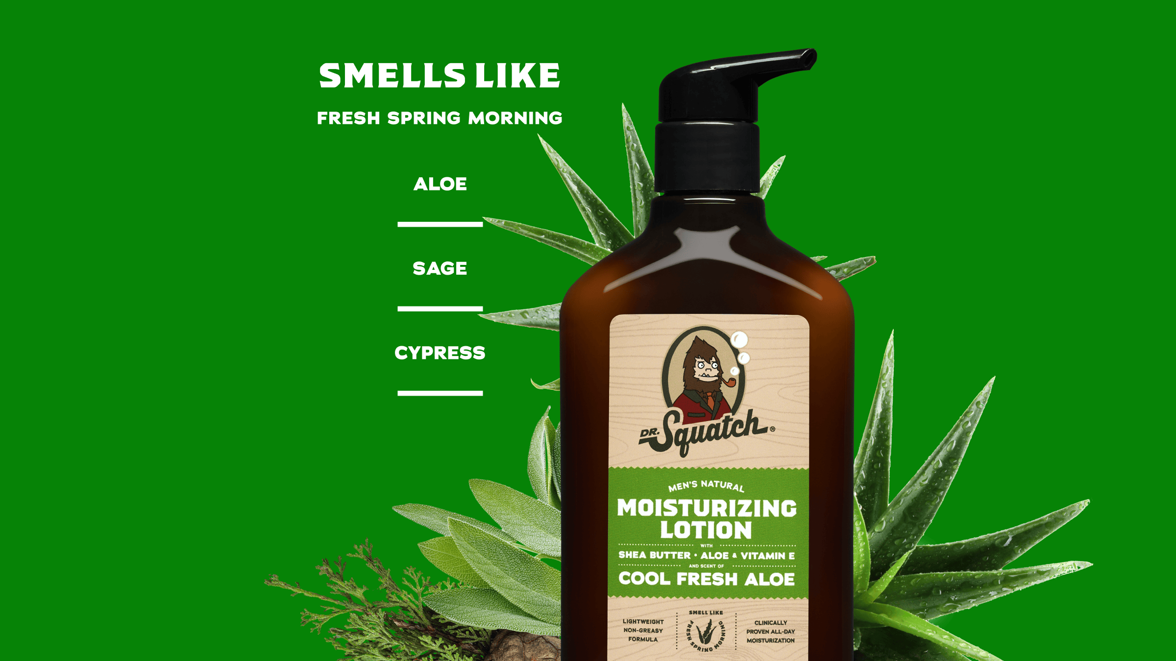 Scent notes graphic for Dr. Squatch Cool Fresh Aloe Lotion: Fresh Spring Morning