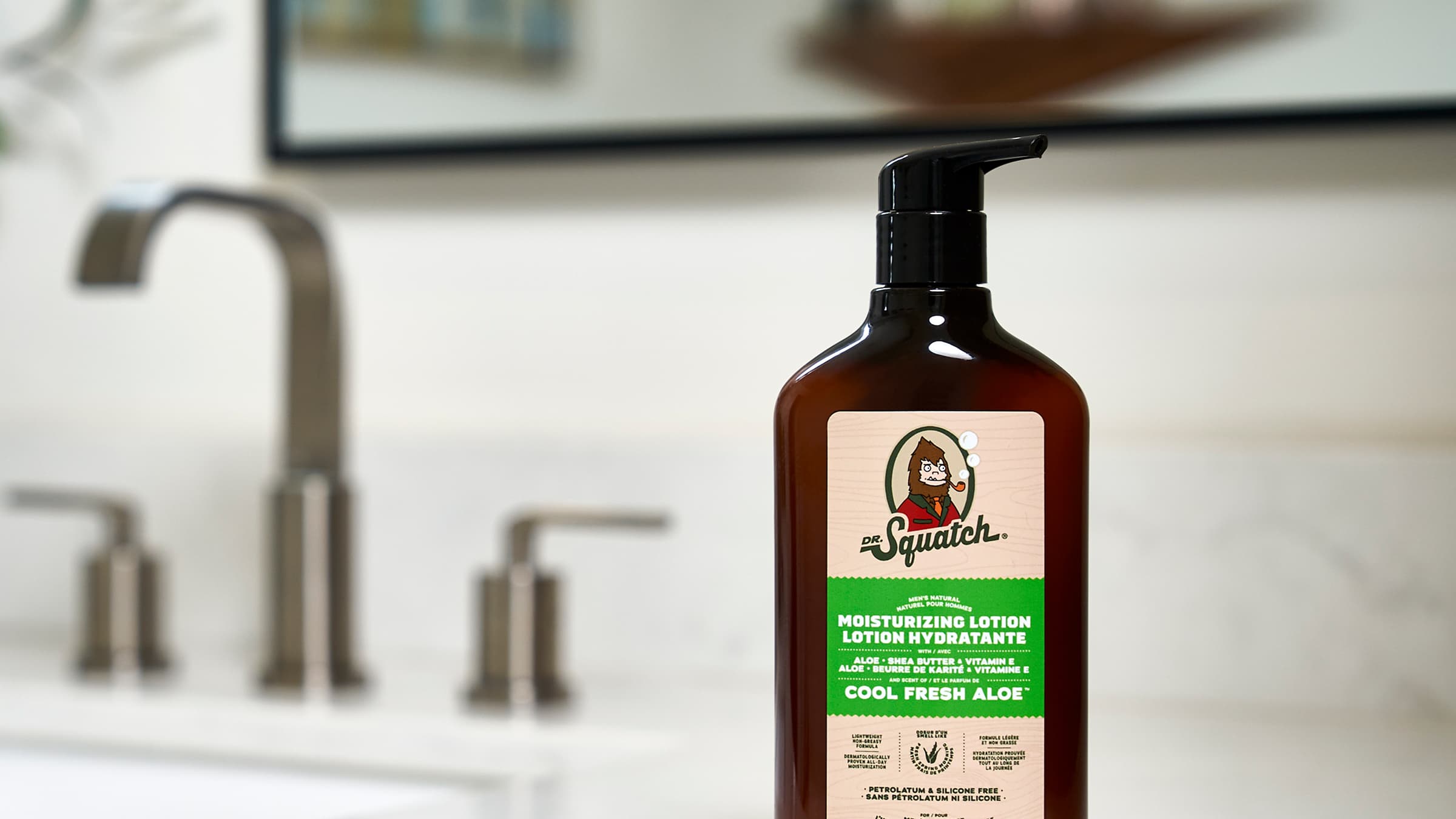 Lifestyle photo featuring Dr. Squatch Cool Fresh Aloe Lotion