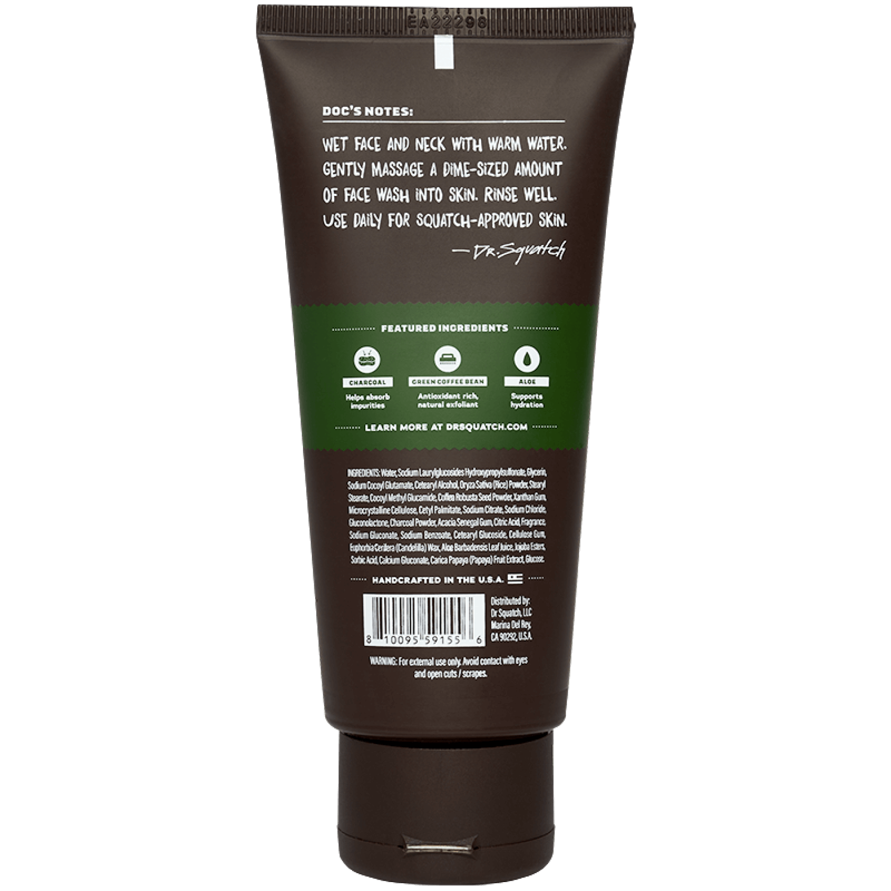 Promotional graphic for Dr. Squatch Pine Tar Face Wash