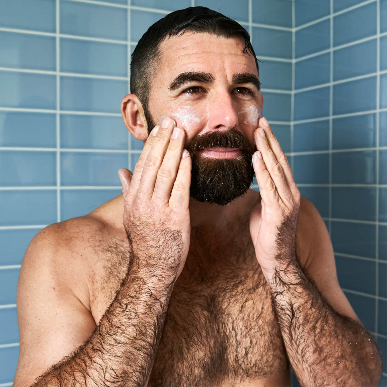 Promotional graphic for Dr. Squatch Fresh Falls Face Wash