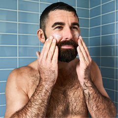 Promotional graphic for Dr. Squatch Fresh Falls Face Wash