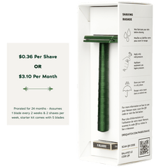 Promotional graphic for Dr. Squatch Safety Razor