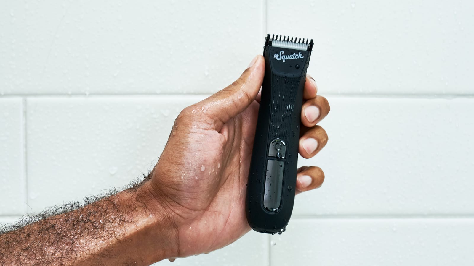 Promotional graphic for Dr. Squatch Black Electric Trimmer
