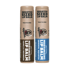 Promotional graphic for Dr. Squatch Lip Balm 2-Pack gift set