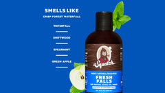 Scent notes graphic for Dr. Squatch Fresh Falls Shampoo: Crisp Forest Waterfall