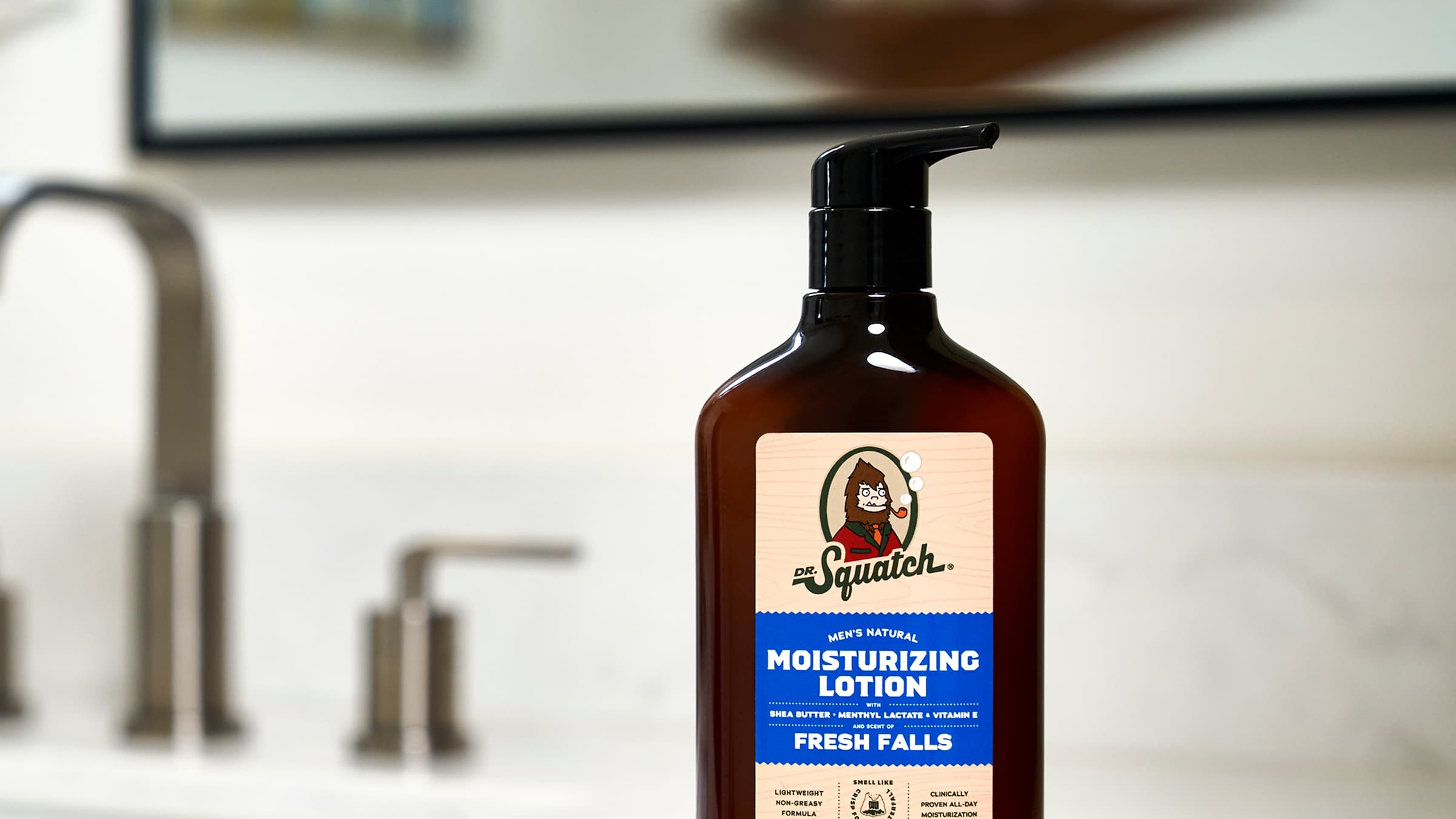 Lifestyle photo featuring Dr. Squatch Fresh Falls Lotion