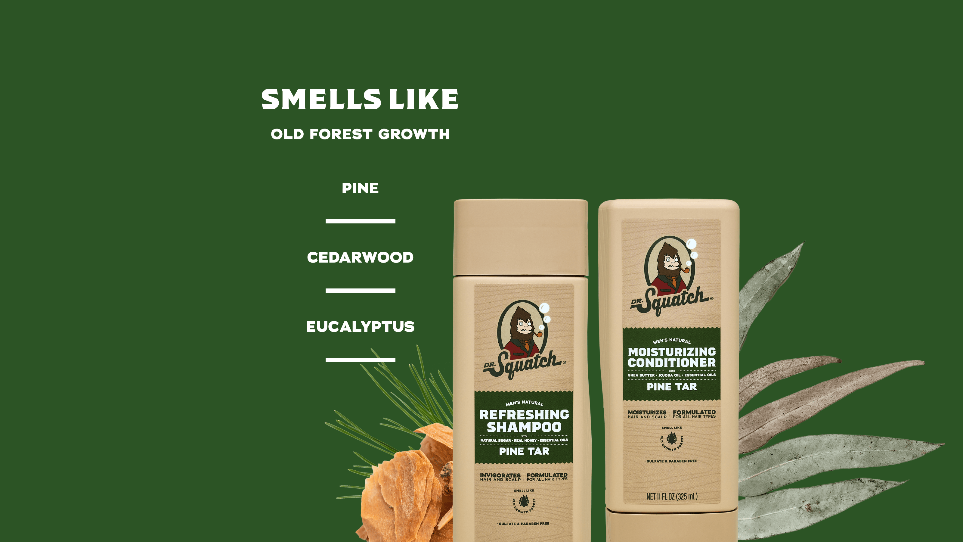 Scent notes graphic for Dr. Squatch Refreshing Hair Care Kit gift set