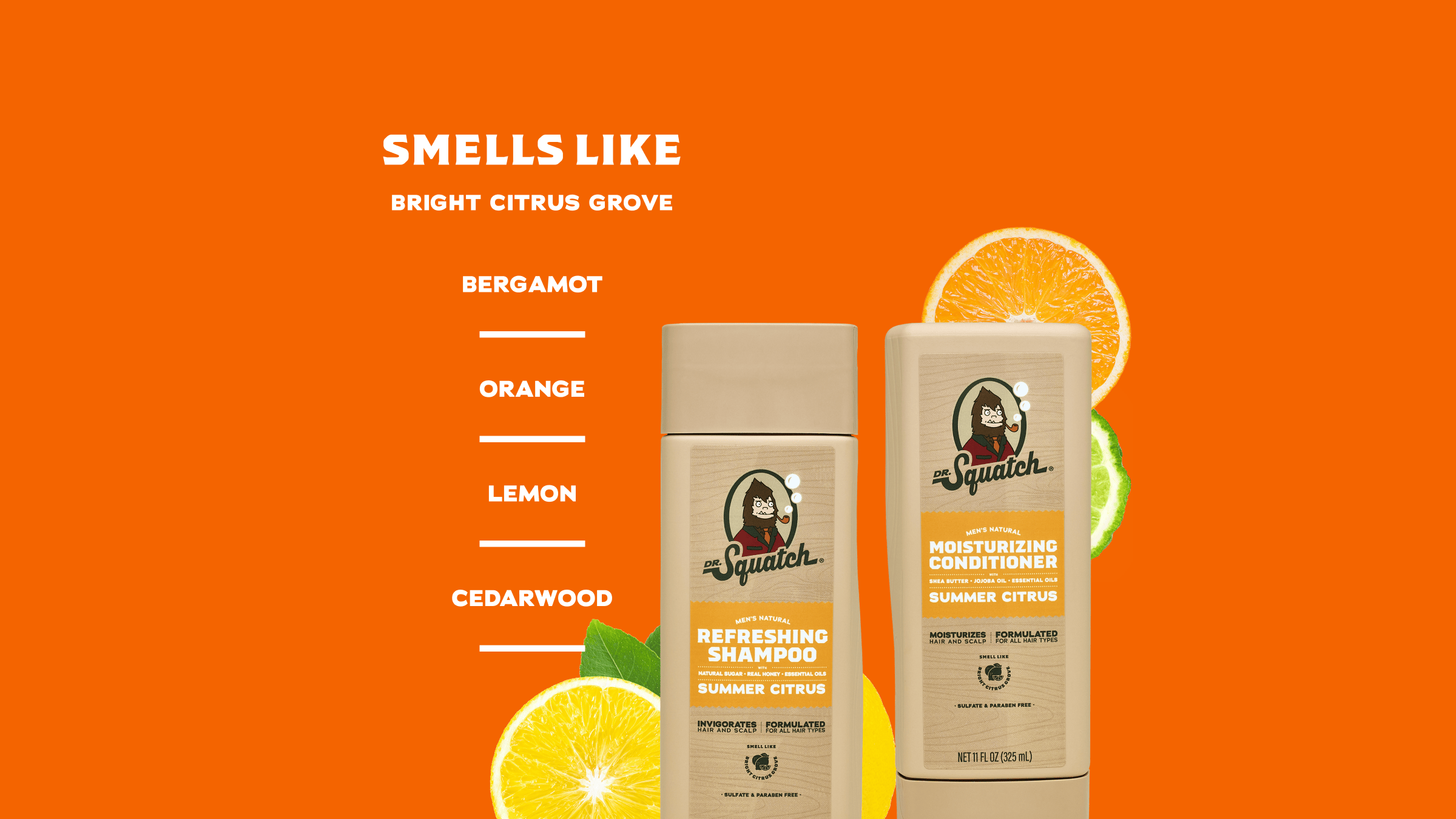 Scent notes graphic for Dr. Squatch Refreshing Hair Care Kit gift set
