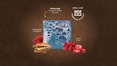 Mimic Bricc 3-Pack featuring Dragon's Blood Extract with cedarwood, saffron, and dried fruit ingredients displayed against brown textured background.