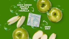 juicy green apple & warm vanilla, zero grit soap