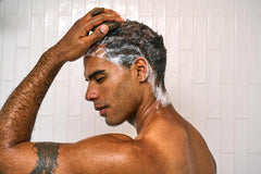 Dr. Squatch Pine Tar Shampoo being used